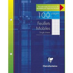 Feuilles simples Quadrillées petits carreaux - 100 pages - 17 x 22 cm : CLAIREFONTAINE Visuel