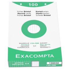 Photo Fiches Bristol quadrillées et perforées - 125 x 200 mm - Blanc EXACOMPTA Image