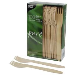 Fourchettes jetables en bois PAP STAR Pure Image