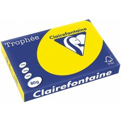 Ramette de papier de 500 feuilles A3 - Jaune fluo : CLAIREFONTAINE Trophée Visuel