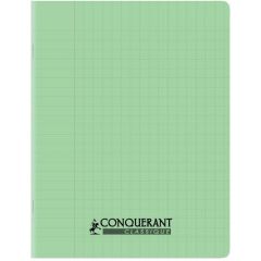 Cahier d'écolier 170 x 220 mm Grands carreaux 96 pages - Polypro Vert pastel CONQUERANT
