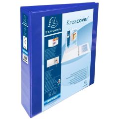 Classeur personnalisable 4 anneaux avec 2 Pochettes - Bleu -  Dos de 64 mm EXACOMPTA Image