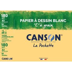Papier à dessin Blanc C à grain A3 - 180 g CANSON Lot de 10