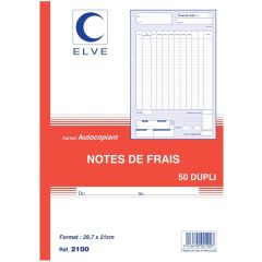 Note de frais Carnet autocopiant Dupli Manifold Elve 2100