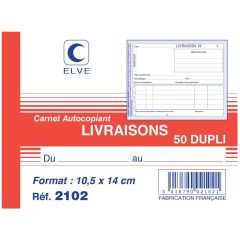 Photo Carnet de livraison - 140 x 105 mm - Autocopiant Dupli d'ELVE