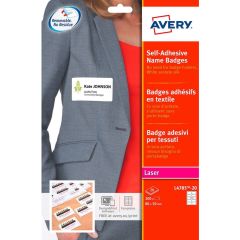 Etiquettes Badges adhésifs pour Textile - Blanc - 80 x 50 mm : AVERY Lot de 200 Image