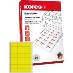 Etiquettes adhésives - Jaune - 70 x 37 mm : KORES Lot de 2400 Visuel