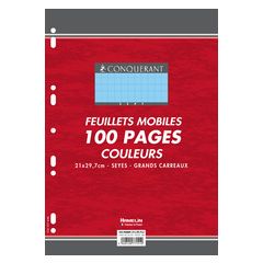 Photo CONQUERANT SEPT : Lot de 100 pages - Feuillets mobiles Séyès - Bleu - 210 x 297 mm