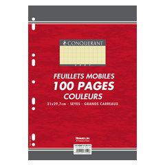 Photo CONQUERANT SEPT : Lot de 100 pages - Feuillets mobiles Séyès - Jaune -210 x 297 mm