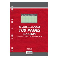 Photo CONQUERANT SEPT : Lot de 100 pages - Feuillets mobiles Séyès - Vert - 210 x 297 mm