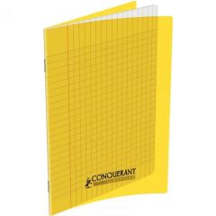 Photo Cahier Séyès / Grands carreaux Jaune - Polypro - 96 pages - 170 x 220 mm CONQUERANT :