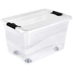 Photo Boite de rangement à roulettes - 52 L - Transparent KEEEPER Konrad