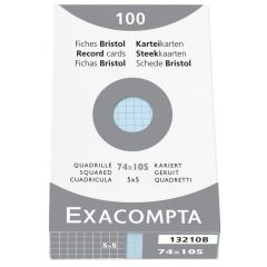 Photo Fiches Bristol quadrillées - 74 x 105 mm - Bleu azur EXACOMPTA Image