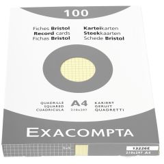 Photo Fiches Bristol quadrillées - 210 x 297 mm - Jaune EXACOMPTA Image