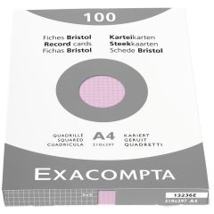 Photo Fiches Bristol quadrillées - 210 x 297 mm - Rose EXACOMPTA Image