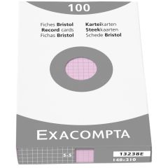 Photo Fiches Bristol quadrillées - 148 x 210 mm - Rose EXACOMPTA Image
