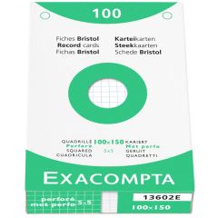 Photo Fiches Bristol quadrillées et perforées - 100 x 150 mm - Blanc EXACOMPTA Image