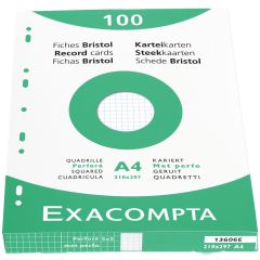 Photo Fiches Bristol quadrillées et perforées - 210 x 297 mm - Blanc EXACOMPTA Image
