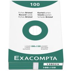 Photo Fiches Bristol lignées - 100 x 150 mm - Blanc EXACOMPTA Image