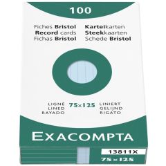 Photo Fiches Bristol lignées - 75 x 125 mm - Bleu azur EXACOMPTA Image