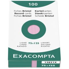 Photo Fiches Bristol lignées - 75 x 125 mm - Rose EXACOMPTA Image