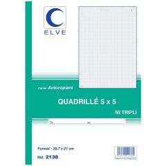 QUADRILLE Carnet autocopiant Tripli A4  Elve 2138
