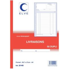 LIVRAISON : Carnet autocopiant Dupli - 297 x 210 mm 2145 ELVE