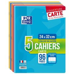 Photo Lot de 5 Cahiers 96 pages - Grands carreaux - 240 x 320 mm OXFORD