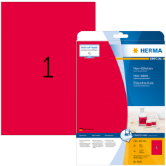 Photo Étiquettes adhésives - 210 x 297 mm - Rouge fluorescent HERMA
