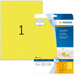 Photo Étiquettes adhésives - 210 x 297 mm - Jaune fluorescent HERMA