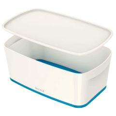 Photo Boîte de rangement WOW avec couvercle - 5 litres - Blanc / Bleu LEITZ My Box