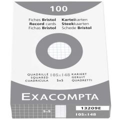 Fiches Bristol A6 105 x 148 mm - Blanc quadrillé EXACOMPTA 13209E