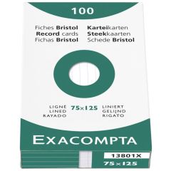 Photo Fiches Bristol lignées - 75 x 125 mm - Blanc EXACOMPTA Image