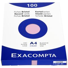 Photo Fiches Bristol unies - 210 x 297 mm - Rose EXACOMPTA Image
