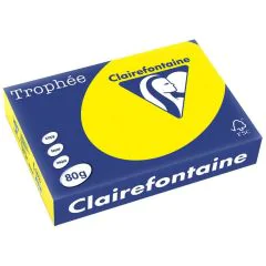 Ramette de papier Trophée de 500 feuilles A4 - Jaune soleil : CLAIREFONTAINE Photo