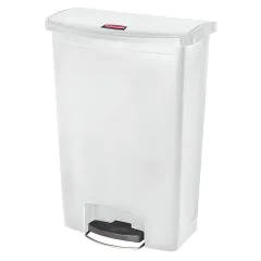 Poubelle à pédale avec couvercle - 90 litres - Blanc : RUBBERMAID Visuel