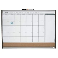 Tableau Planning Hebdomadaire / Mensuel - Magnétique et Liège - 585 x 430 mm : NOBO image