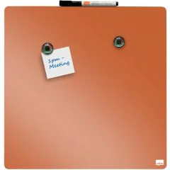 Tableau Mémo Magnétique Carré - Orange - 360 x 360 mm : NOBO image