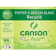 CANSON feuilles A4+ de papier à dessin recyclé - Blanc 160 g