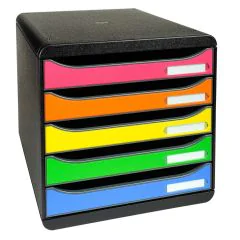 Boite de rangement 5 tiroirs Noir/Arlequin 309798D EXACOMPTA 