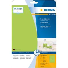 Étiquettes adhésives - Vert fluorescent - 210 x 297 mm HERMA 5151