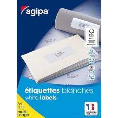 AGIPA : Étiquettes adhésives blanches multi-usages  38 x 21.2 mm - 118990 