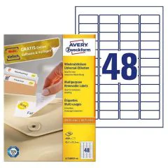 Étiquettes amovibles blanches 45,7 x 21,2 mm AVERY L4736REV-100