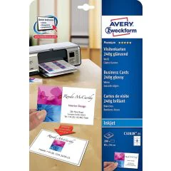 Cartes de Visite blanches Quick et Clean - 250 g - 85 x 54 mm : AVERY Lot de 200 Image