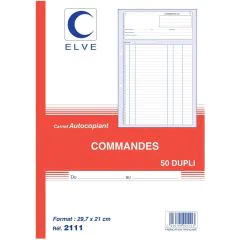 COMMANDE ELVE 2111 : Carnet autocopiant Dupli - 297 x 210 mm