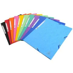 Chemise à élastiques 3 rabats Carte lustrée 400g - Couleurs vives : EXACOMPTA Modèle