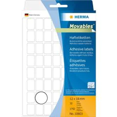 HERMA : Lot de 1792 étiquettes adhésives amovibles 10603  - 18,0 x 12,0 mm - Blanc