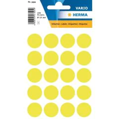 HERMA 1884 : Lot de 100 étiquettes adhésives rondes - 19,0 mm - Jaune fluo