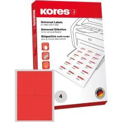 Lot de 400 étiquettes adhésives - Rouge - 105 x 148 mm : KORES Image