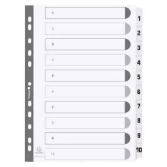 Jeu de 10 Intercalaires numériques en carte blanche - 1 à 10 - A5 : EXACOMPTA